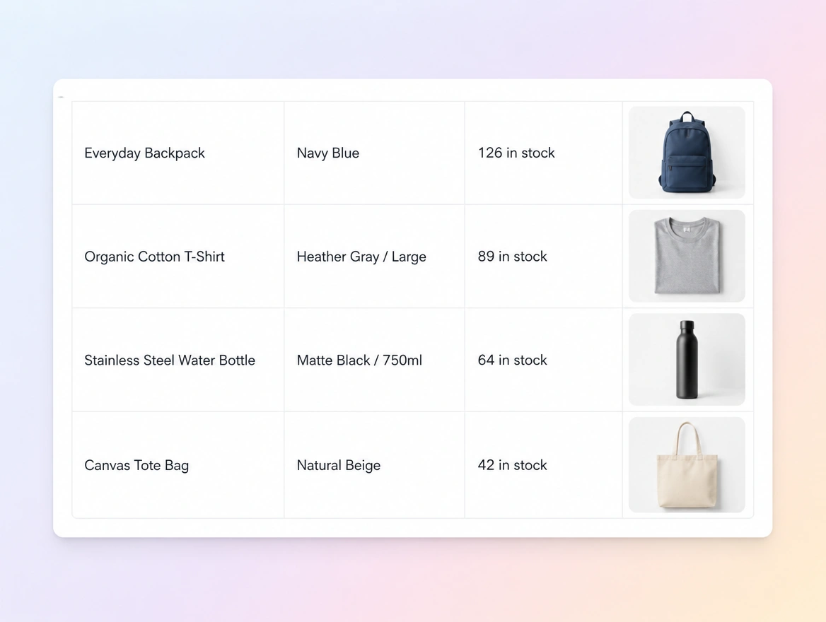 Website mockup showing catalogue and product pages