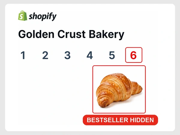 Golden Crust Bakery hides its croissant bestseller on page six of the category results.