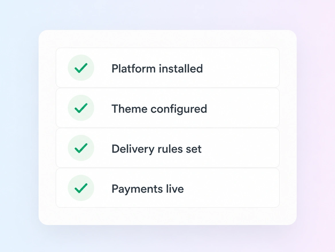 Website mockup showing platform setup