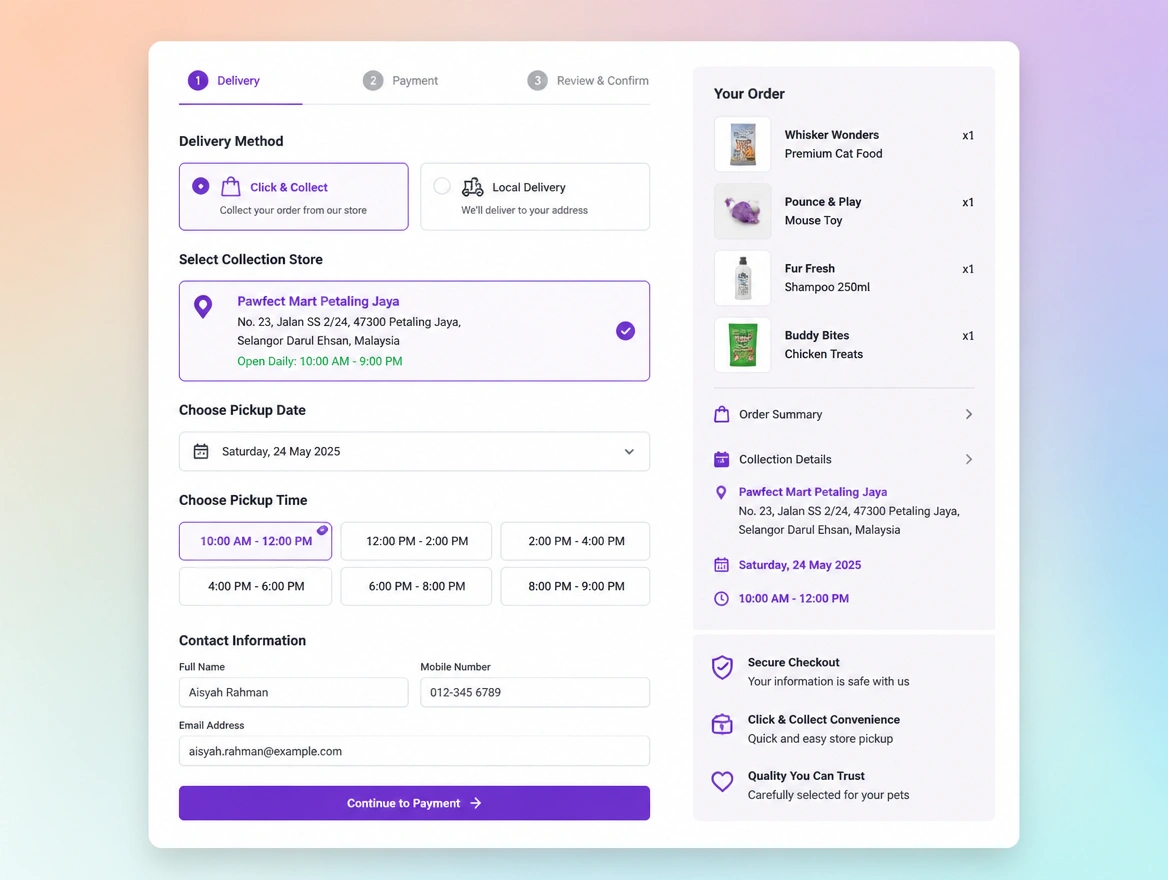Website mockup showing a faster checkout