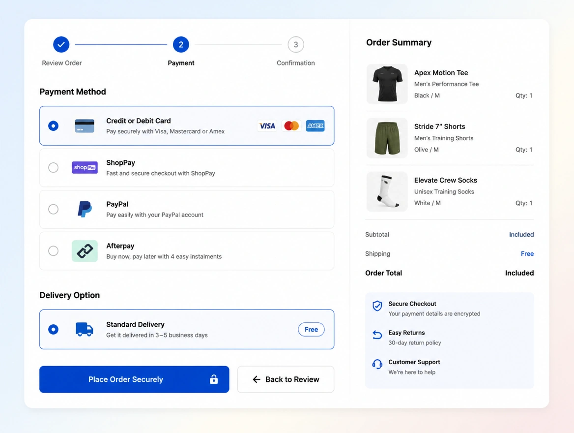 Website mockup showing a shorter checkout