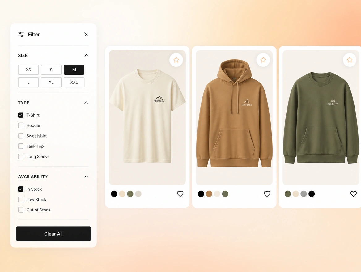 Website mockup showing categories built to be found