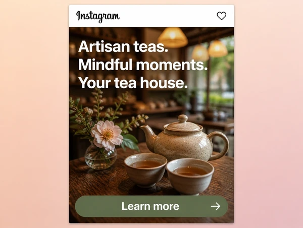 An Instagram feed advert introducing a tea house to people who do not know it