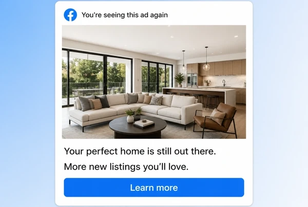 A Facebook feed advert bringing a previous real estate visitor back with a second offer