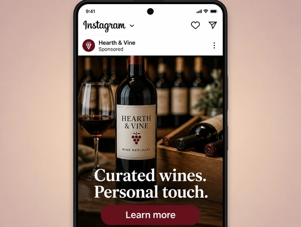 An Instagram feed advert introducing a wine merchant to people who do not know it