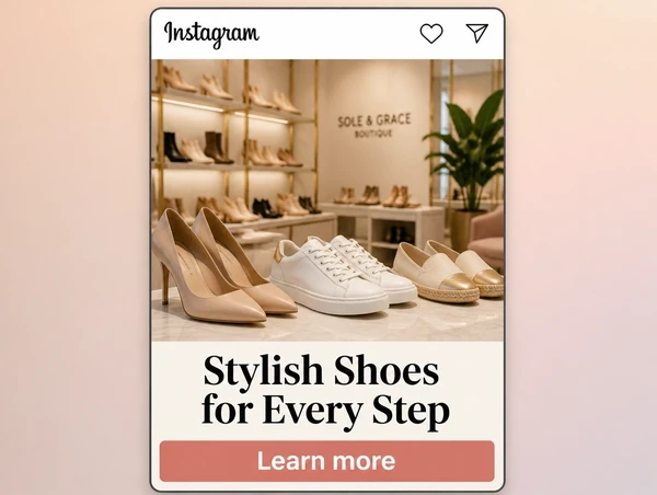 An Instagram feed advert introducing a shoe boutique to people who do not know it