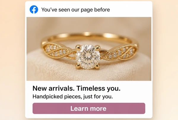 A Facebook feed advert bringing a previous jewellery boutique visitor back with a second offer