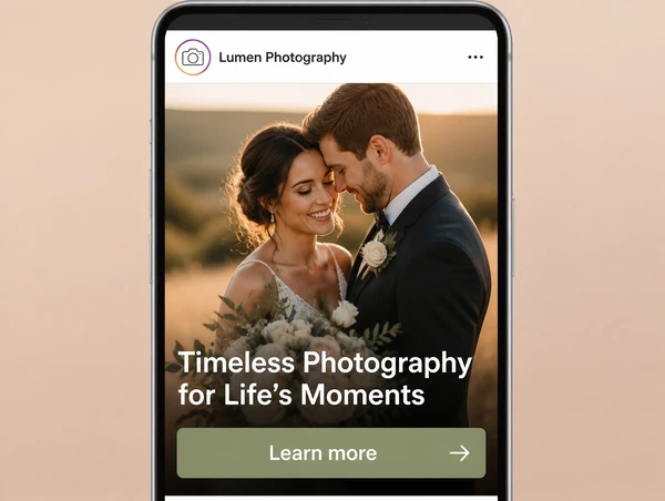 An Instagram feed advert introducing a photography studio to people who do not know it