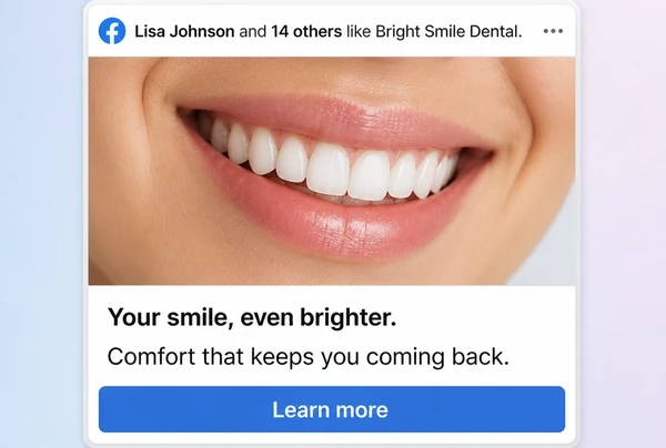 A Facebook feed advert bringing a previous dental practice visitor back with a second offer