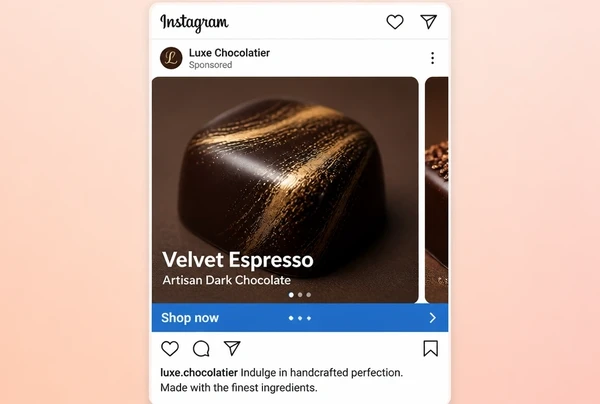 An Instagram carousel advert showing chocolate maker products with names