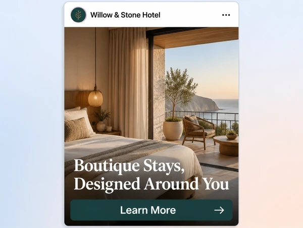 An Instagram feed advert introducing a boutique hotel to people who do not know it