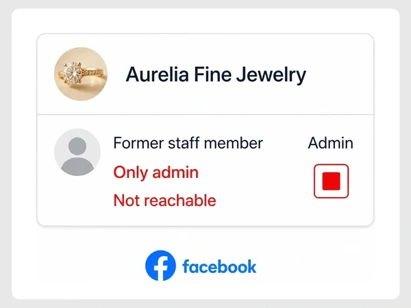 Aurelia Fine Jewelry shows a former staff member as its only Facebook administrator and marked unreachable.