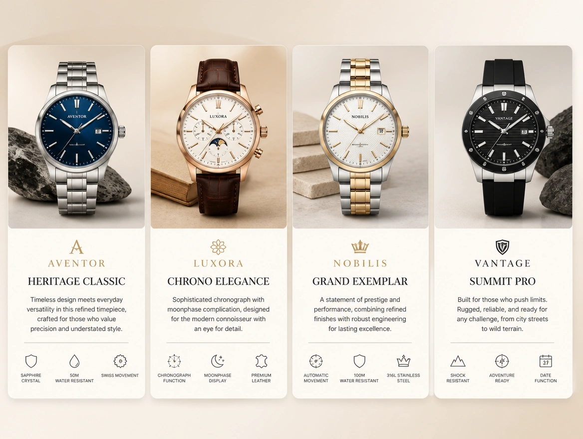 Website mockup showing product adverts