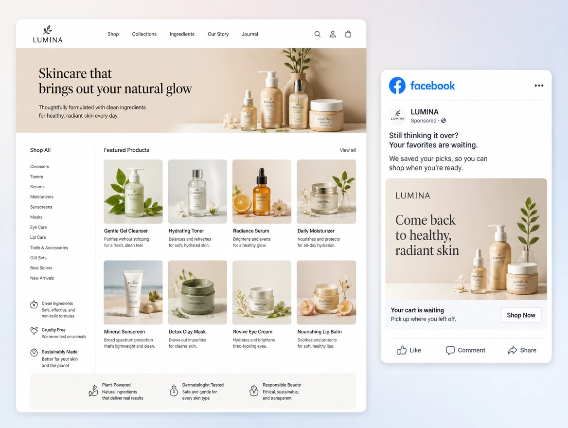 Website mockup showing second chance adverts
