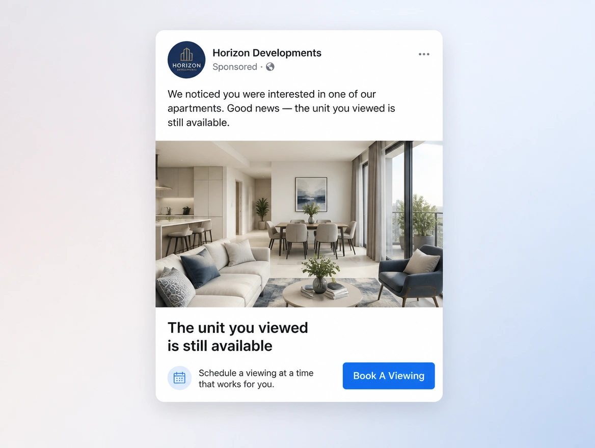 Website mockup showing retargeting the warm
