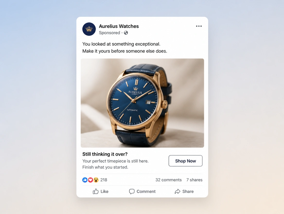 Website mockup showing retargeting campaigns