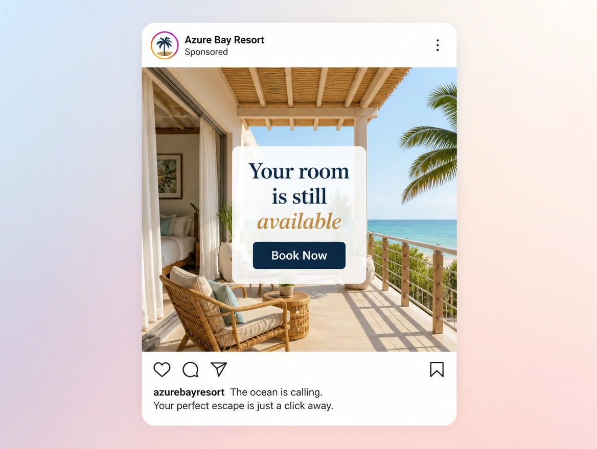 Website mockup showing warm audience adverts