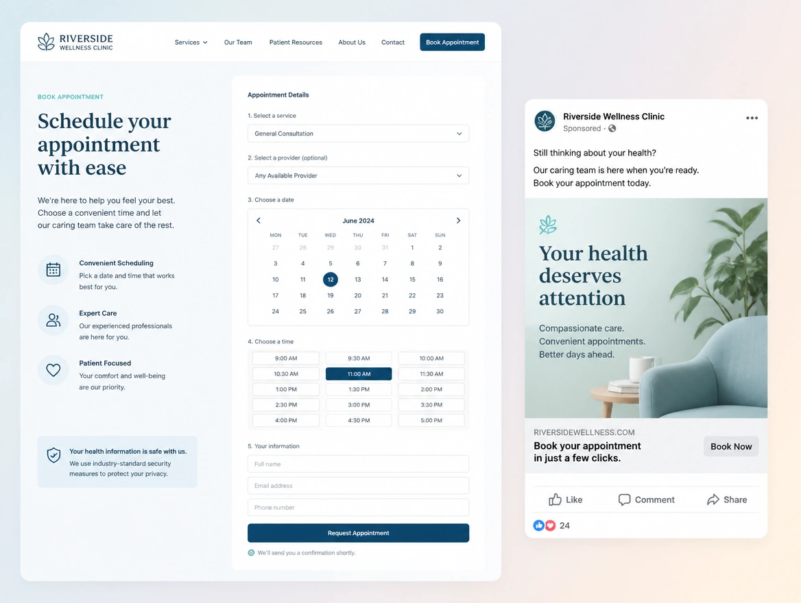 Website mockup showing bringing visitors back