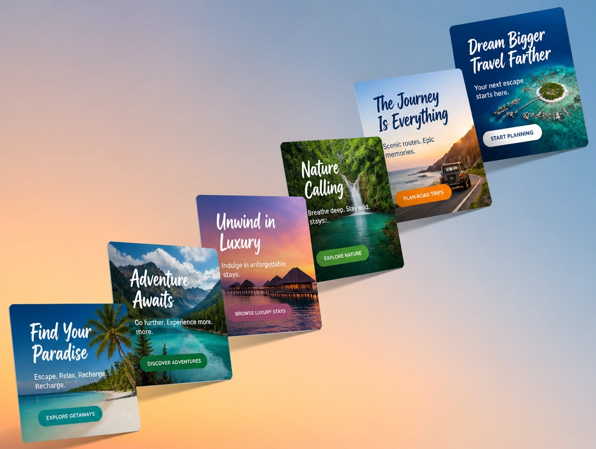 Website mockup showing fresh ads and copy