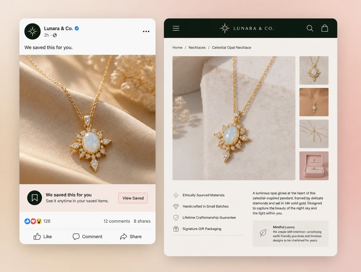 Website mockup showing second chance ads