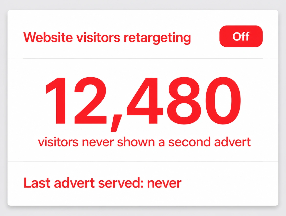 A retargeting panel switched off with thousands of visitors never reached again