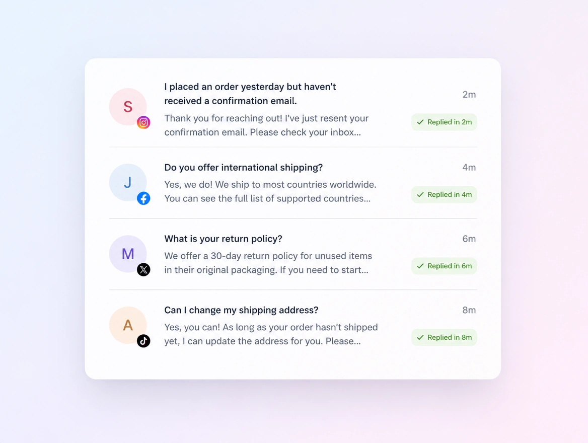 Website mockup showing messages and comments
