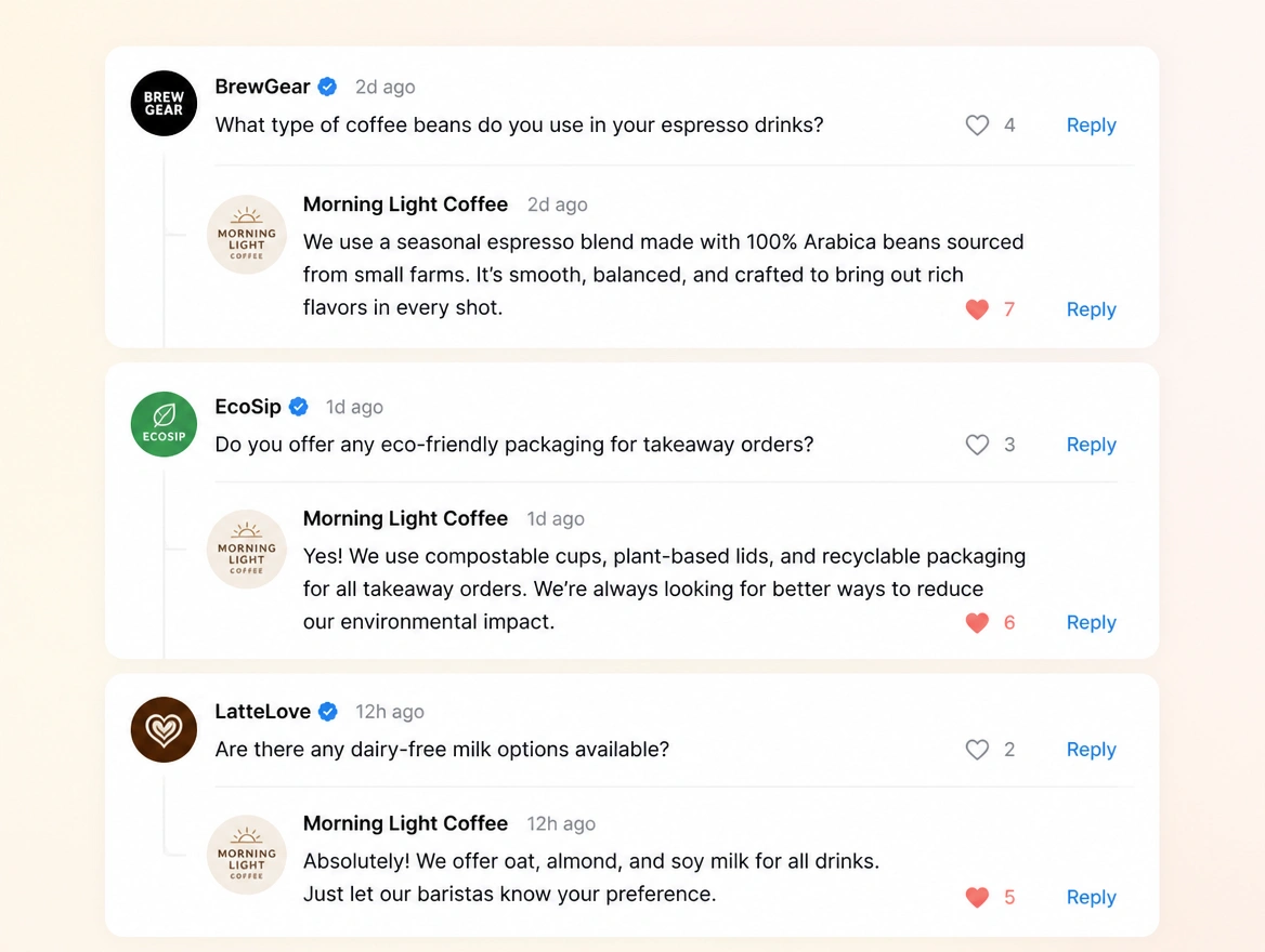 Website mockup showing messages picked up