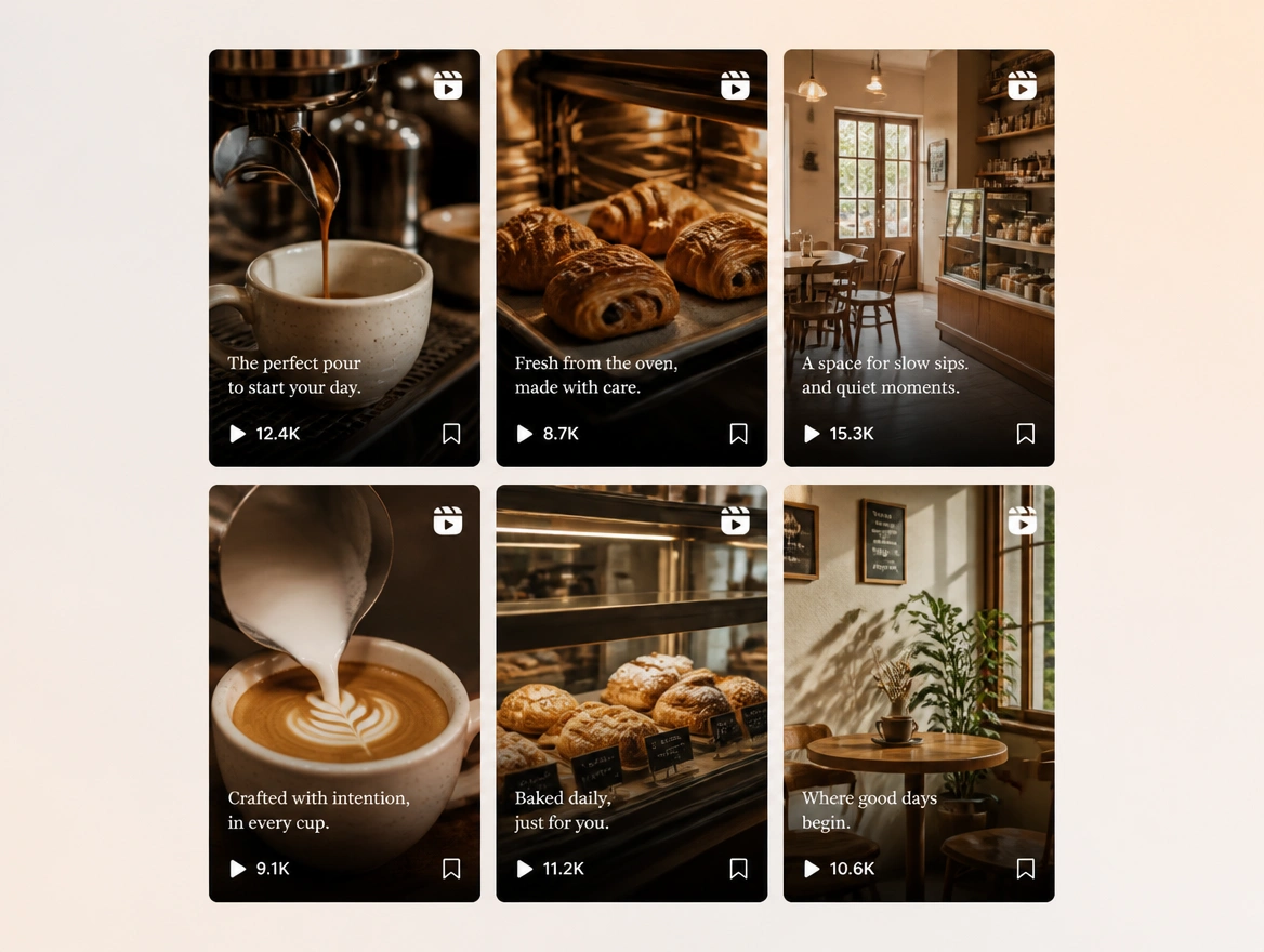 Website mockup showing short clips