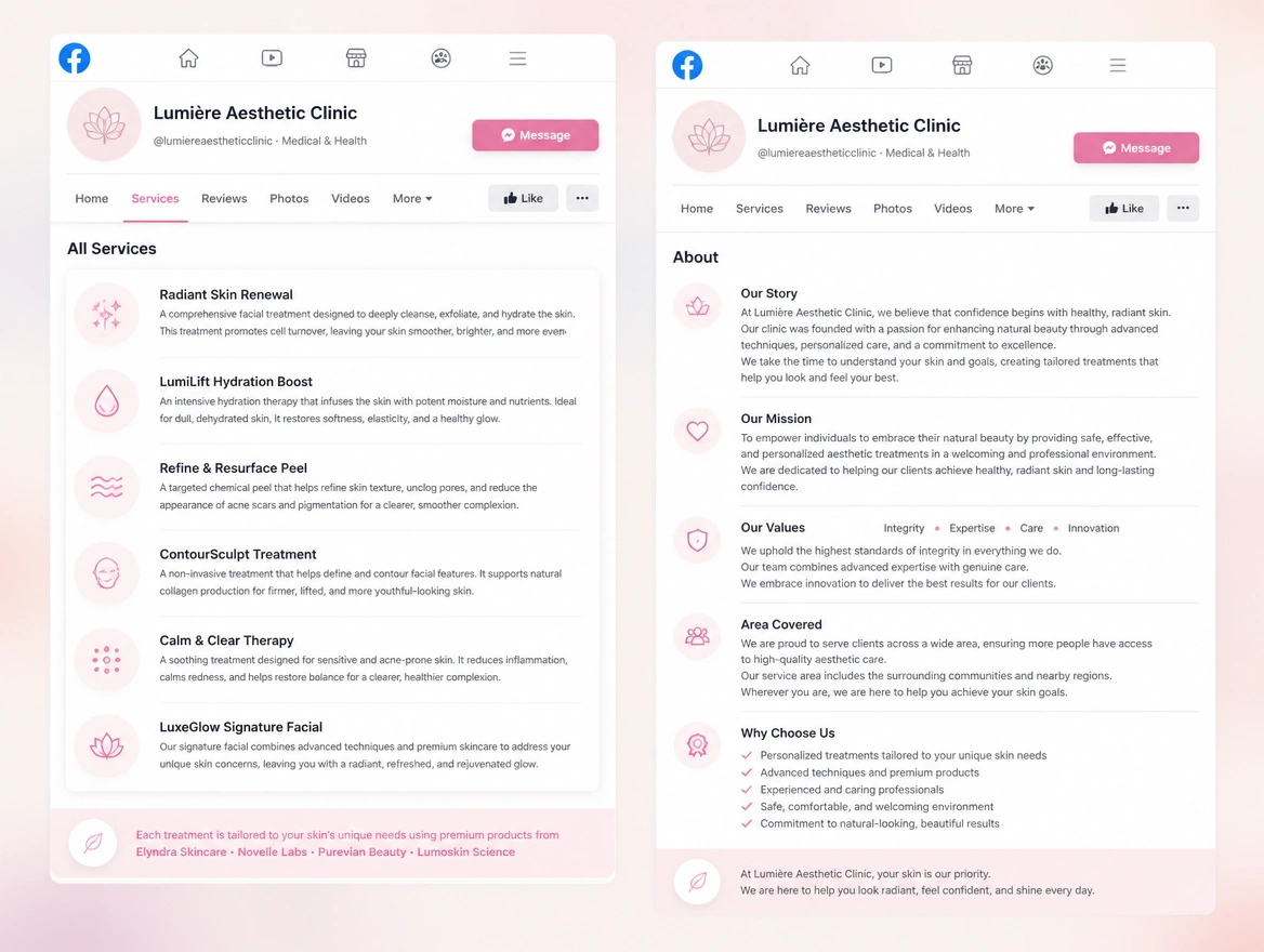 Website mockup showing page and profile