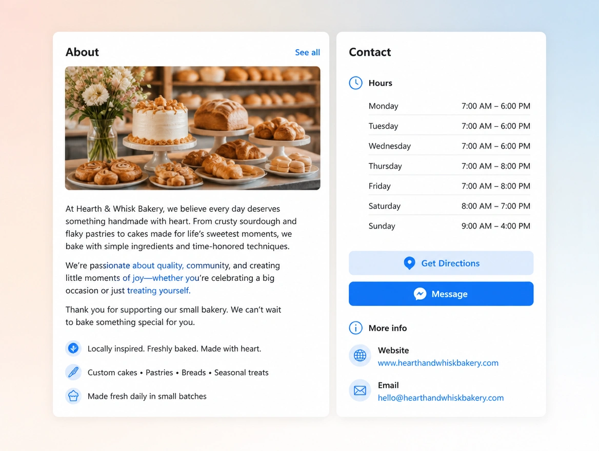Website mockup showing page and profile