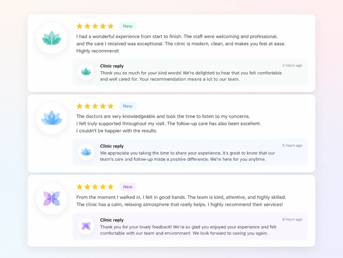 Website mockup showing reviews chased