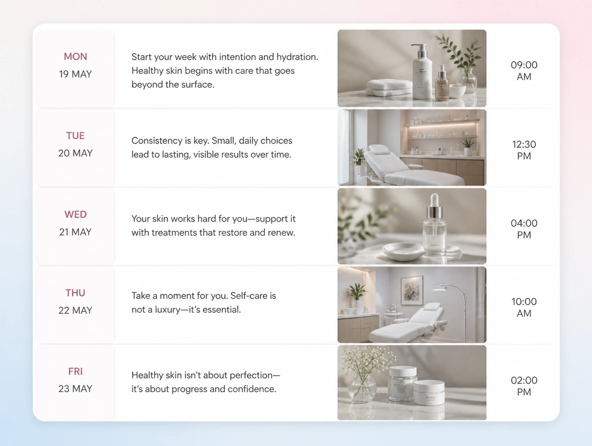 Website mockup showing two posts a week
