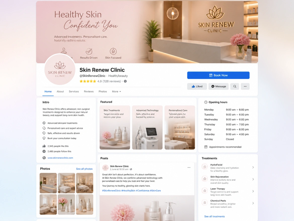 Website mockup showing profile and details
