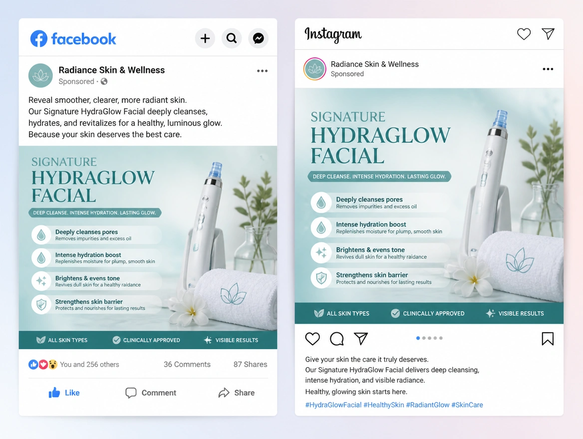 Website mockup showing ads on both apps