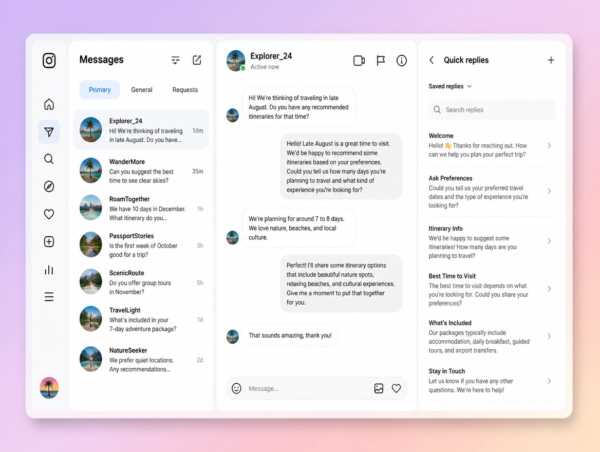 Website mockup showing messages and comments