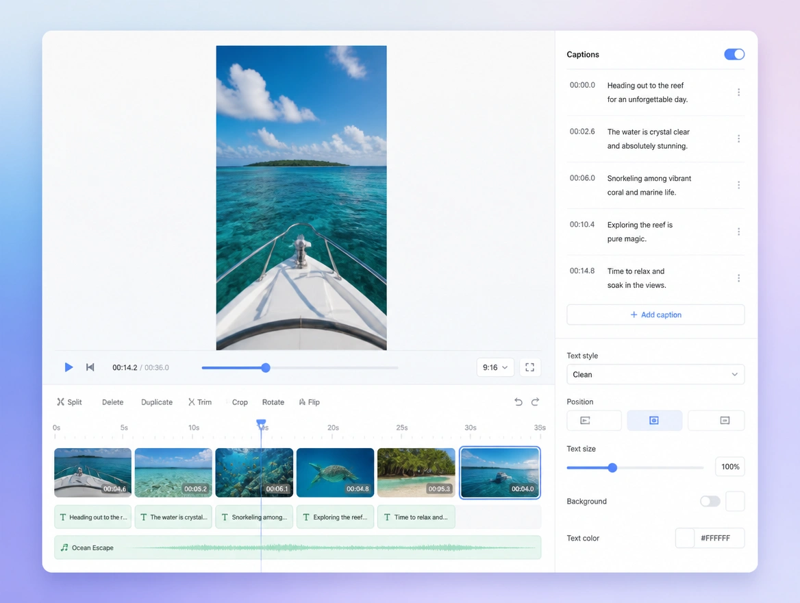 Website mockup showing short video for the feed