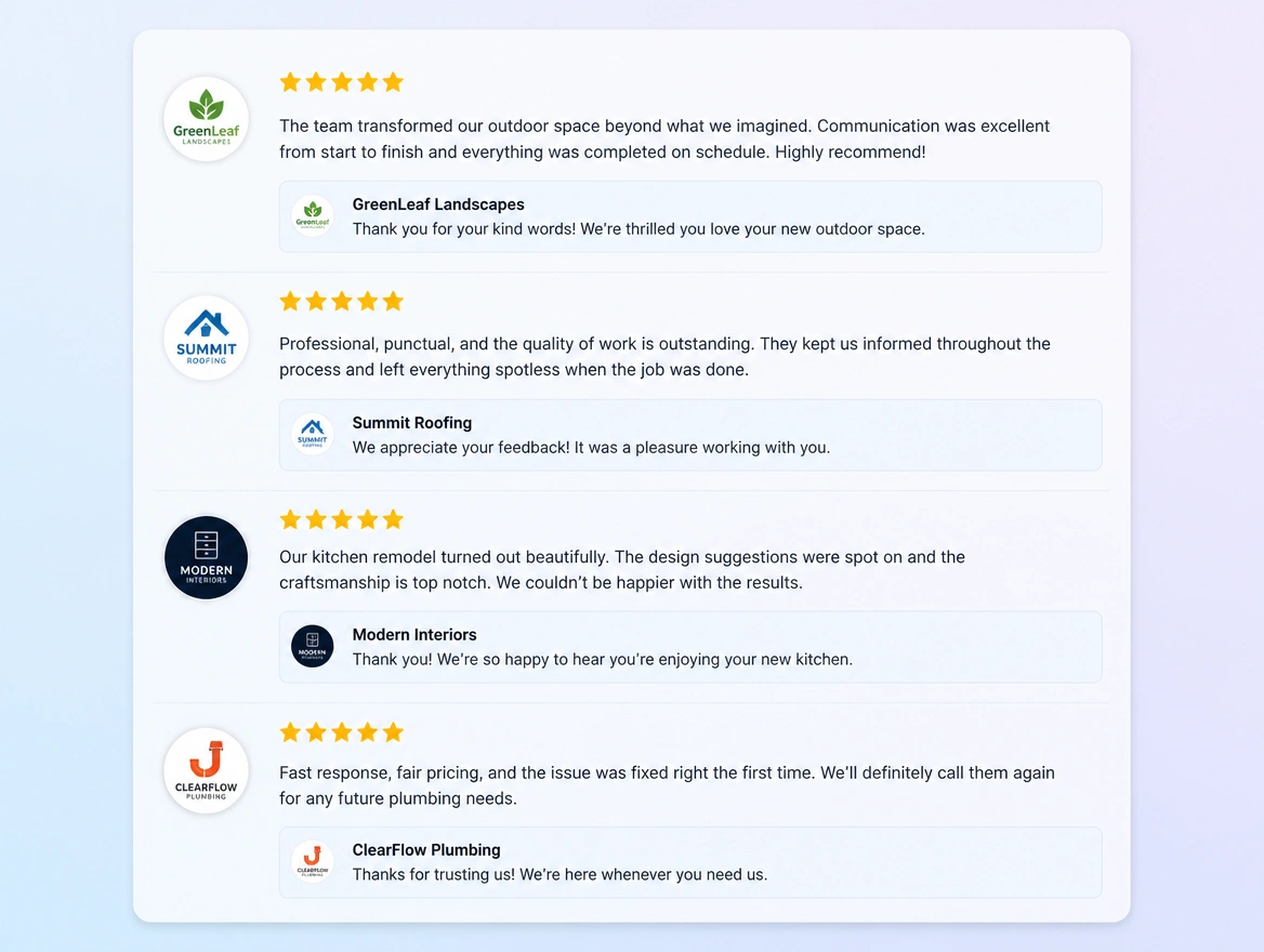 Website mockup showing recommendations