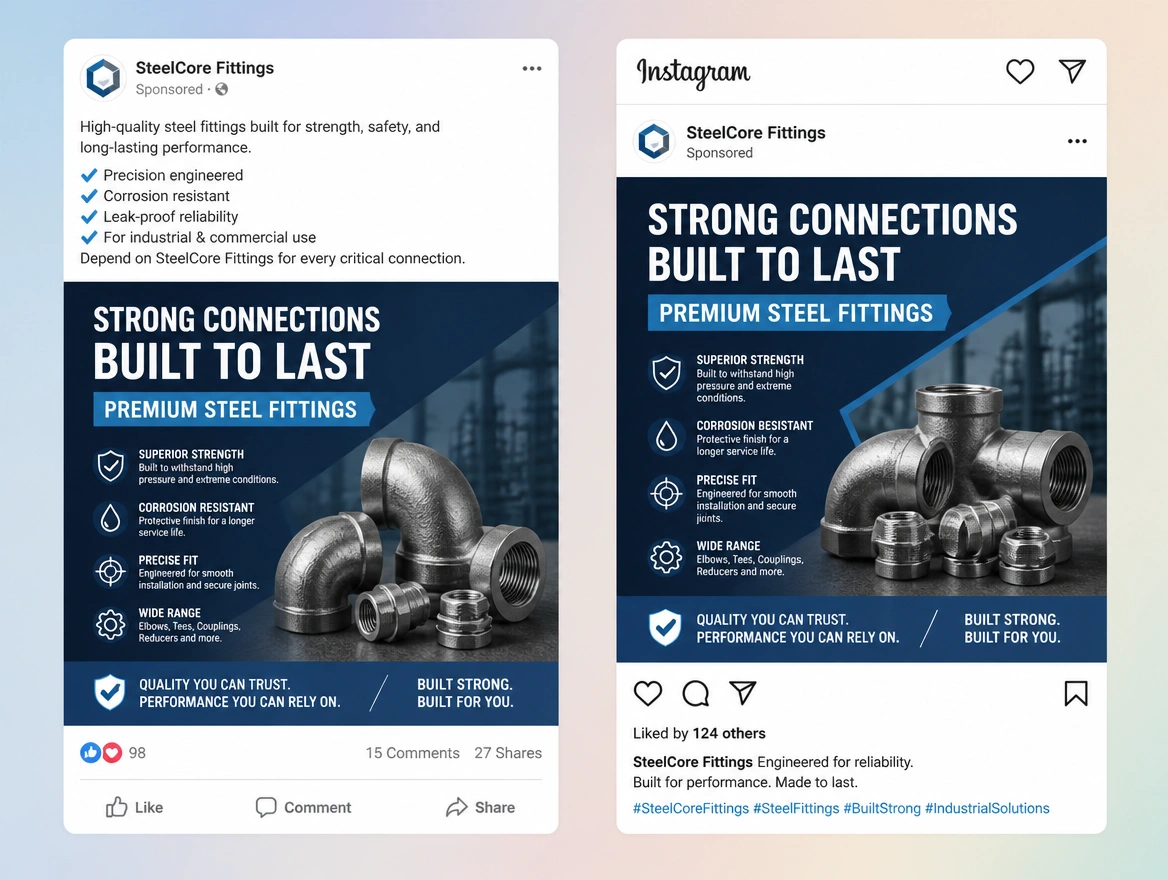 Website mockup showing paid reach on both apps