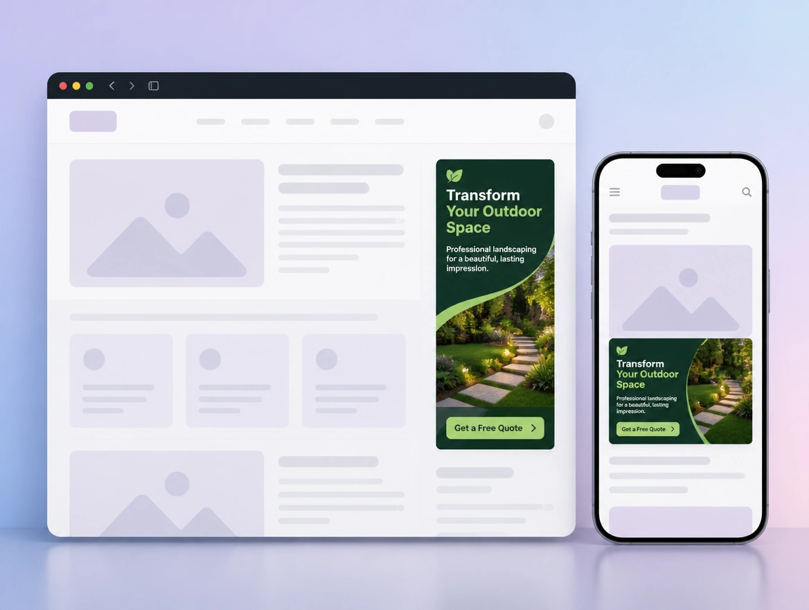 Website mockup showing remarketing