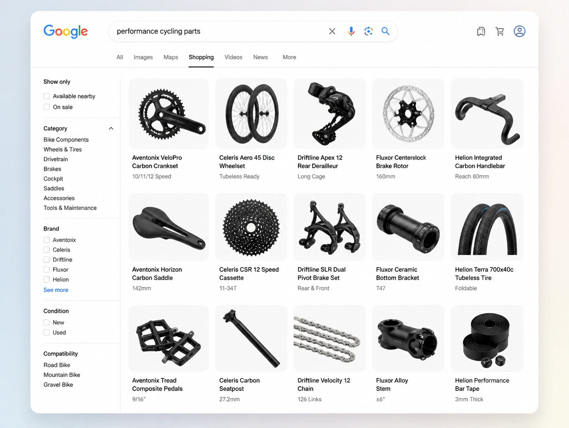 Website mockup showing shopping campaigns