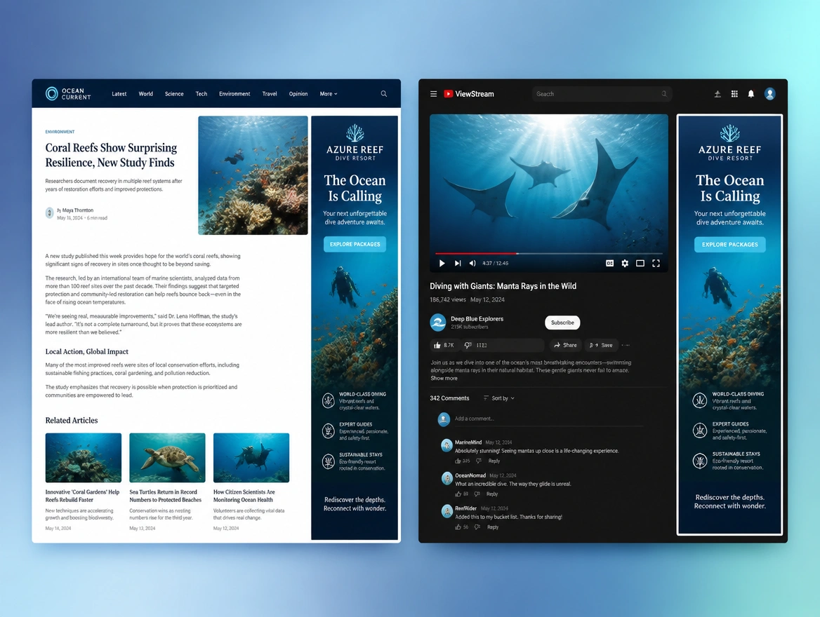 Website mockup showing remarketing