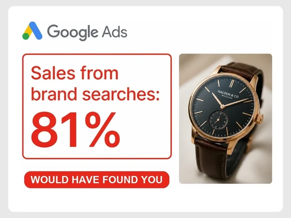 Halden & Co Watches Google Ads results show Sales from brand searches: 81% with the warning Would Have Found You.