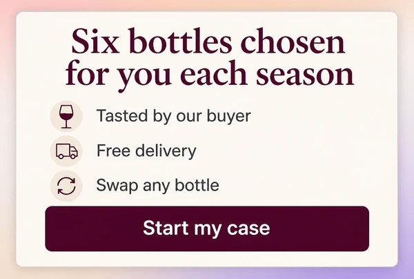A wine merchant landing page with one headline, three claims and a single button