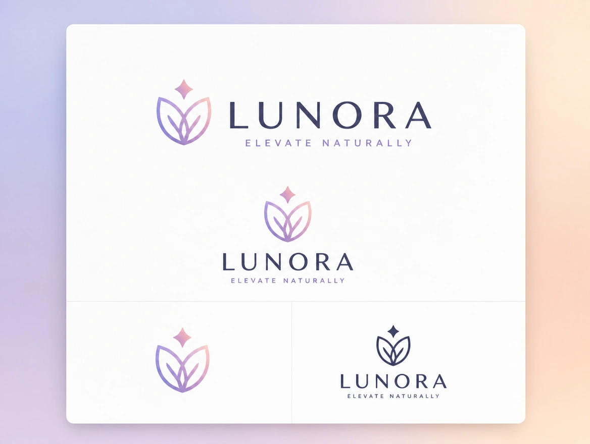 A sheet laying out one logo in its horizontal, stacked, icon-only and one-colour versions