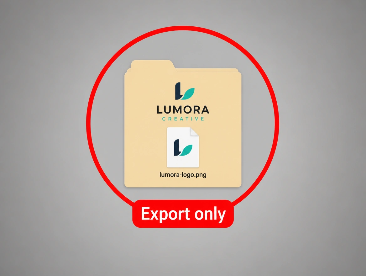 A logo folder containing one exported image and nothing editable, ringed in red