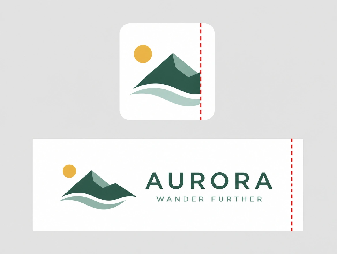 A square profile picture crop cutting a wide logo in half, the cut edge outlined in red