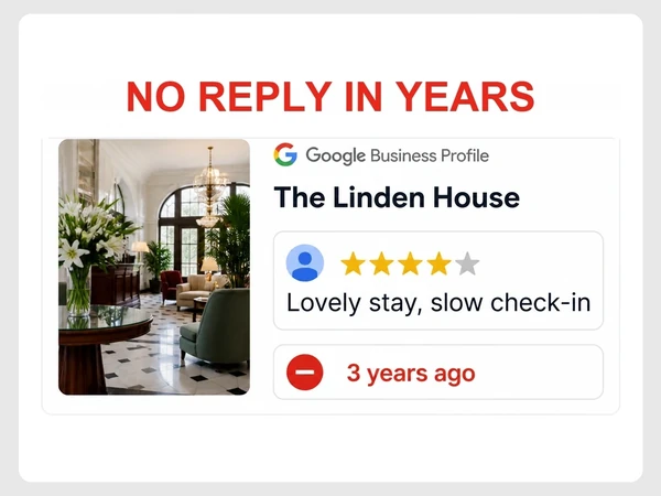The Linden House shows a Google review with no owner reply after three years.