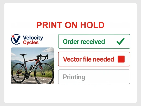 Velocity Cycles shows printing grayed out after the tracker stops at Vector file needed.