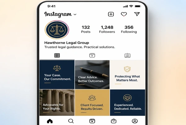 An Instagram profile for a law practice using the logo icon as its profile picture