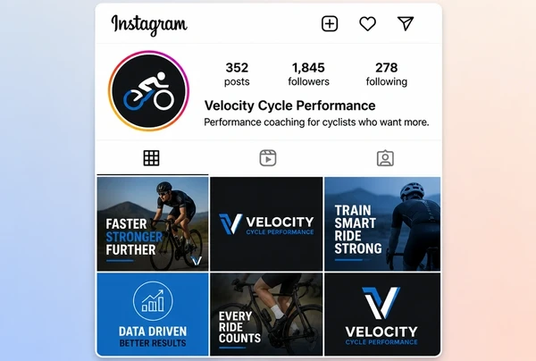 An Instagram profile for a performance cycling shop using the logo icon as its profile picture